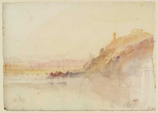 ‘View with Tower on Hill on Right‘, Joseph Mallord William Turner ...