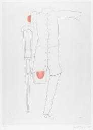Amputee with Crutch