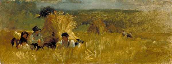 Children at Lunch by a Corn Stook