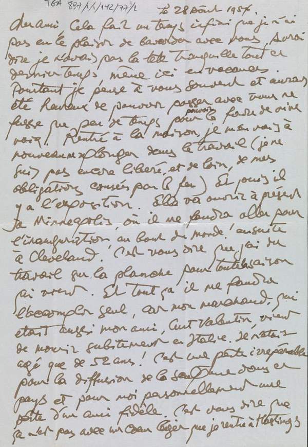 Letter from Jacques Lipchitz to Pierre Dubaut‘, Jacques Lipchitz ...