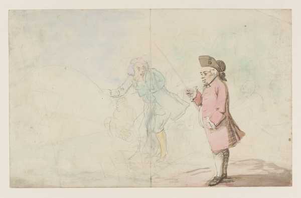 The Anglers. Three Men. Verso: Sketch