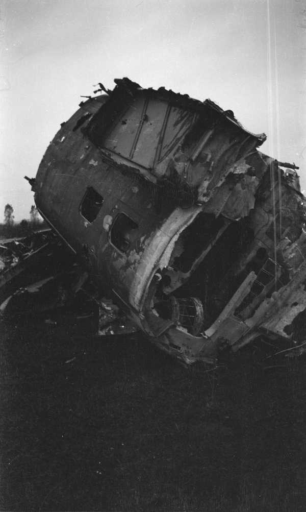 Black and white negative, wrecked aeroplanes at the Cowley Dump‘, Paul