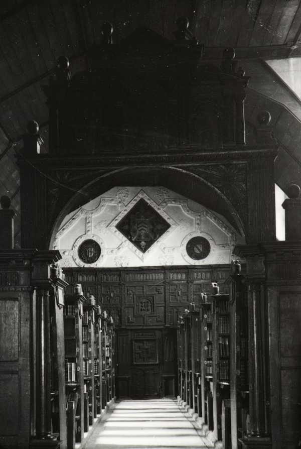 Photograph of the interior of Merton College Upper Library in Oxford ...