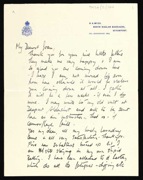 Letter from Kenneth Armitage to Joan Moore, addressed North Raglan ...