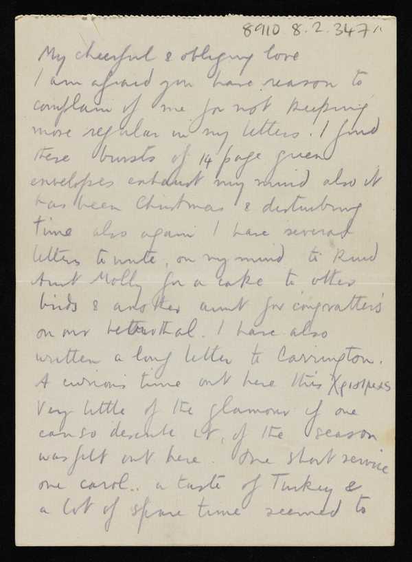 Letter from John Nash to Christine Nash about Mary Lloyd and ...