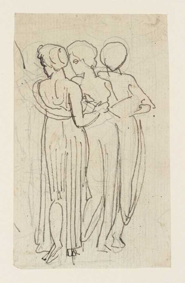 Group of Three Standing Women. Verso: A Larger Drawing