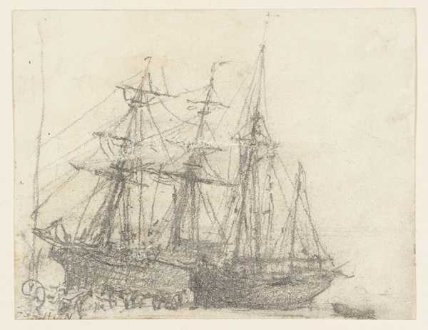 Two Sailing Ships, Beached