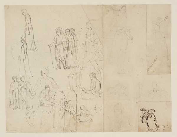 Design for Johnson’s ‘History of Rasselas’: Studies of Standing Figures and Similar Oriental Subjects. Verso: Sketches