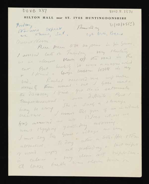 Letter from Bear [Duncan Grant] to Vanessa Bell‘, Duncan Grant ...