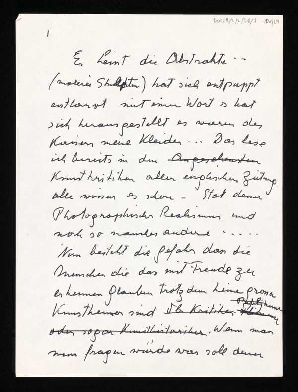 Various incomplete drafts to Hans Keller‘, recipients: Hans Keller ...