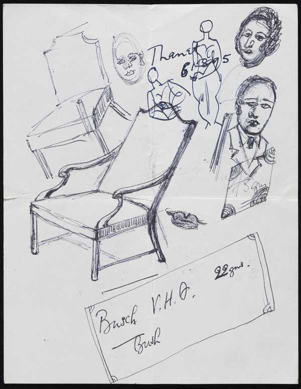 Untitled sketch of two chairs‘, Anne Estelle Rice‘, Anne Estelle Rice ...