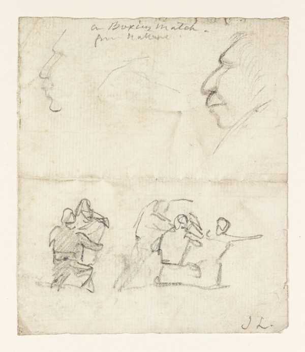 Boxers, and Studies of a Head in Profile