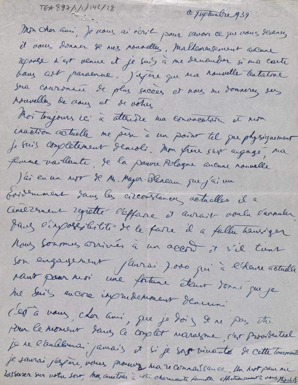 Letter from Jacques Lipchitz to Pierre Dubaut‘, Jacques Lipchitz ...