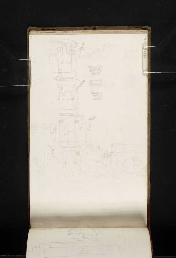 ‘Part of the Exterior Façade of the Colosseum, Rome, with the Arch of