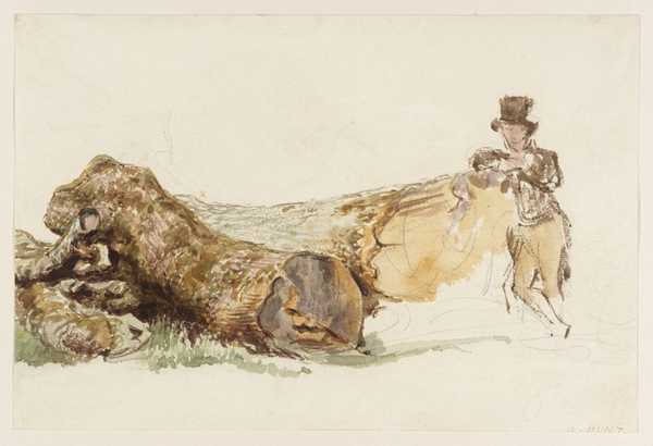 A Man Leaning against a Felled Tree