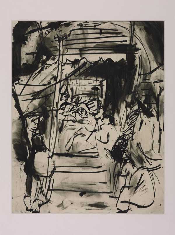 Drawing for ‘Woman Ill in Bed Surrounded by Family (Dürer)’
