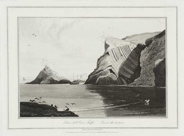 Clam-shell Cave, Staffa, Iona in the Distance