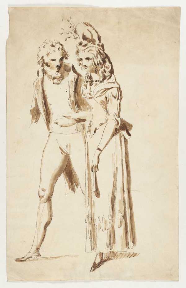 ‘A Man and Woman Walking Arm in Arm‘, William Locke of Norbury, Junior ...