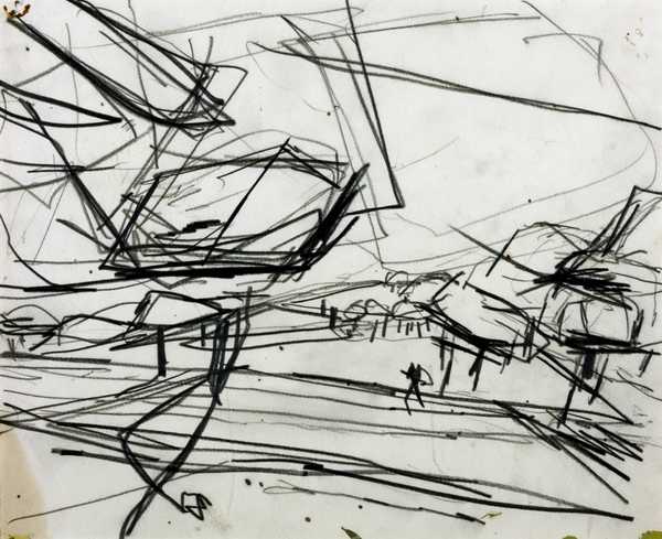 ‘Working Drawing for ‘Primrose Hill’‘, Frank Auerbach, 1968 | Tate