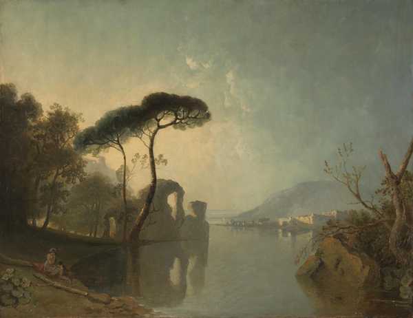 Lake, Ruin and Pine Trees