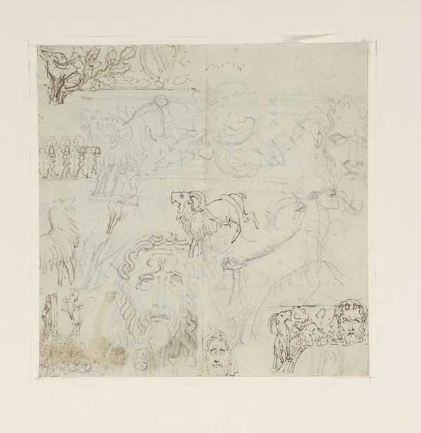 Preparatory Sketches for a Design for a Frieze. Verso: Designs for a Vase