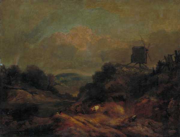 ‘Landscape with Windmill and Rainbow (partly after Gainsborough ...