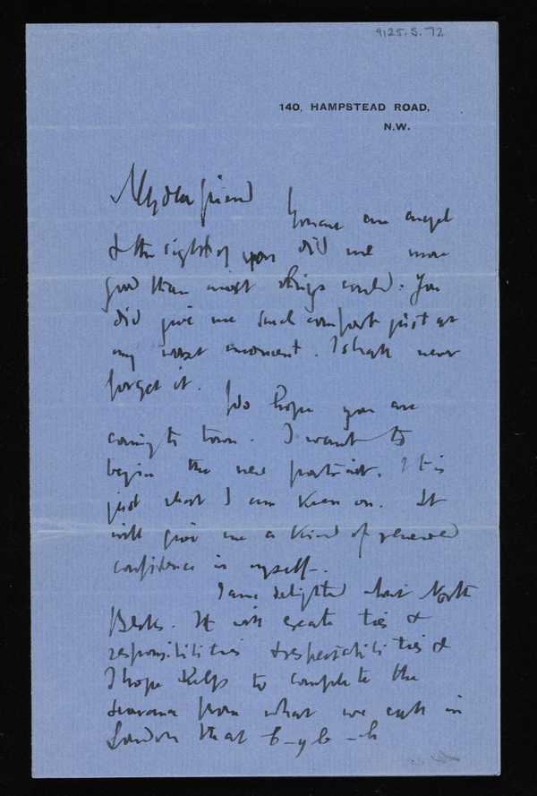 Letter to Nan Hudson from Walter Sickert, addressed 140 Hampstead Road ...