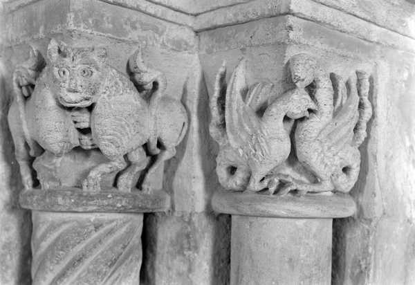 Photograph of carved capitals, All Saint’s Church, Lullington, Somerset ...