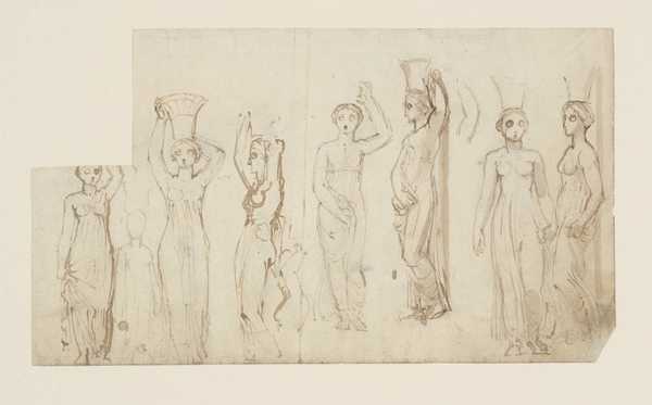 Preparatory Studies for a Female Caryatid. Verso: Sketch
