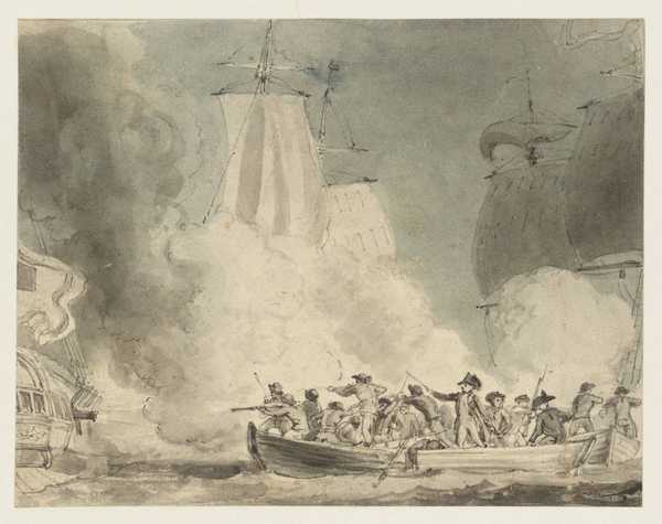 A Sea Fight. A Cutter Attacking a Man of War