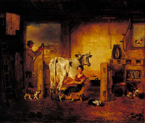 Interior of a Barn with a Milkmaid and Farm Labourer