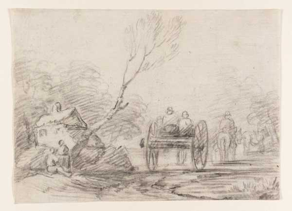 A Cottage, Cart, Horsemen, Etc.