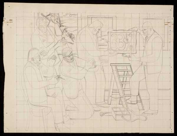 Study for ‘Hanging a Masterpiece’