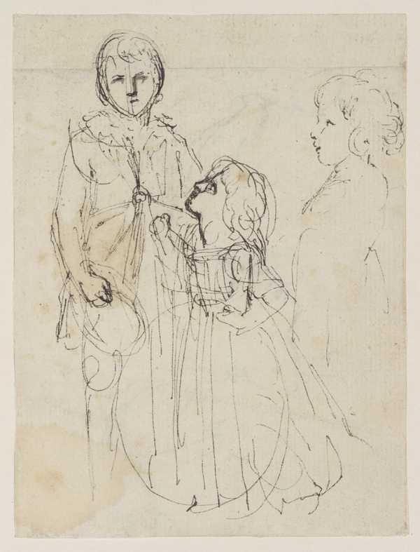 Two Children in Stuart Costume. Verso: Sketches of a Child’s Head