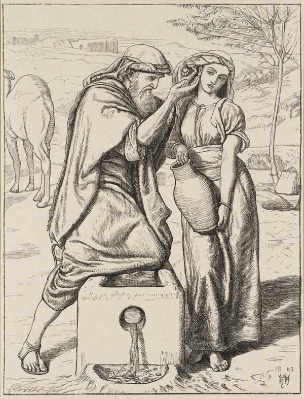 ‘Eliezer and Rebekah at the Well, engraved by the Dalziel Brothers