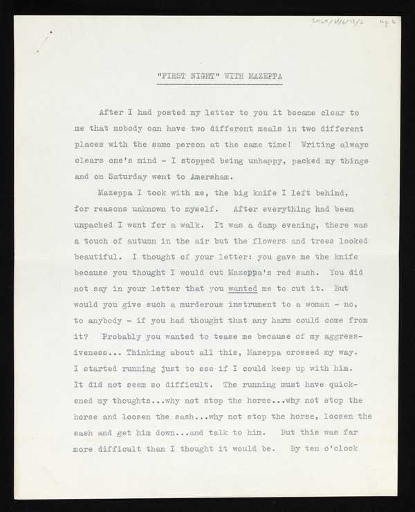 Annotated manuscript and typescript of short story entitled ’‘First ...