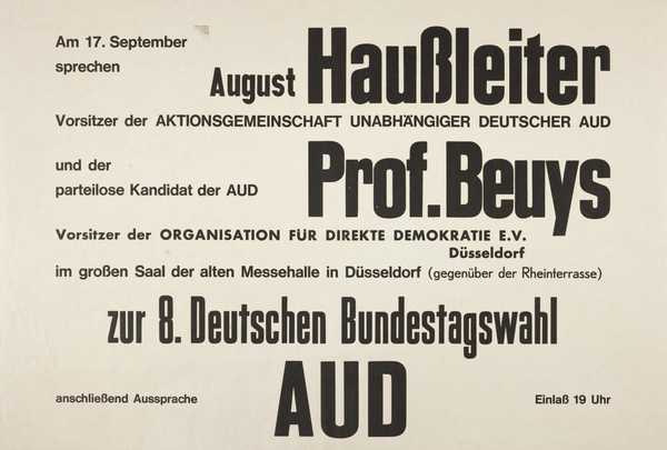 working title: Joseph Beuys a candidate for the Independent German party