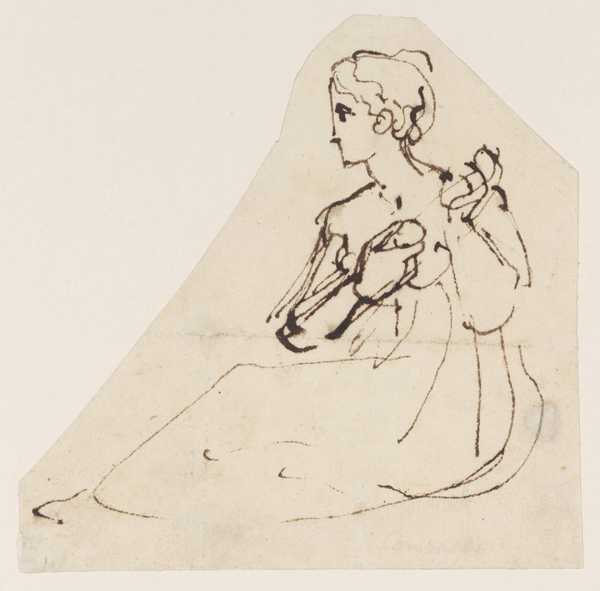 Illustration to Dryden’s ‘Fables’: A Girl Seated in an Arbour. Study for ‘The Flower and the Leaf’