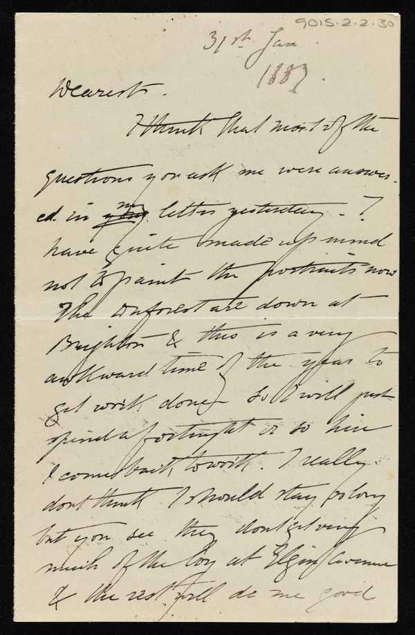 Letter from Stanhope Forbes to Elizabeth Armstrong, addressed Newlyn ...