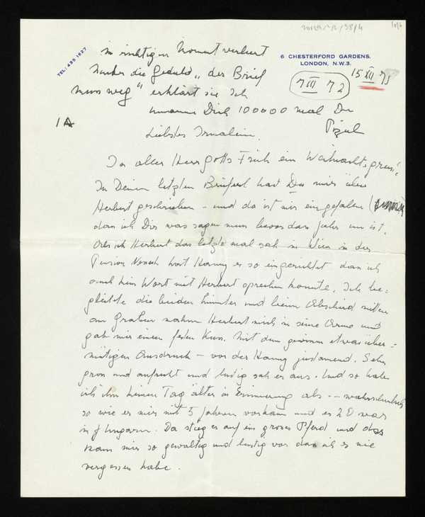 Letter to Irma Simon‘, recipient: Irma Simon, 15 December 1971–9 March ...