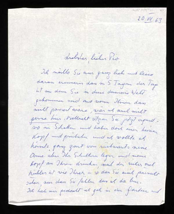 Letter to Elias Canetti‘, recipient: Elias Canetti, 20 July 1963 ...