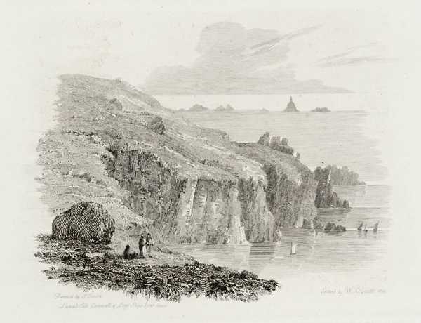 ‘Land’s End Cornwall, with Long-Ship’s Light-House‘, after Samuel Owen ...