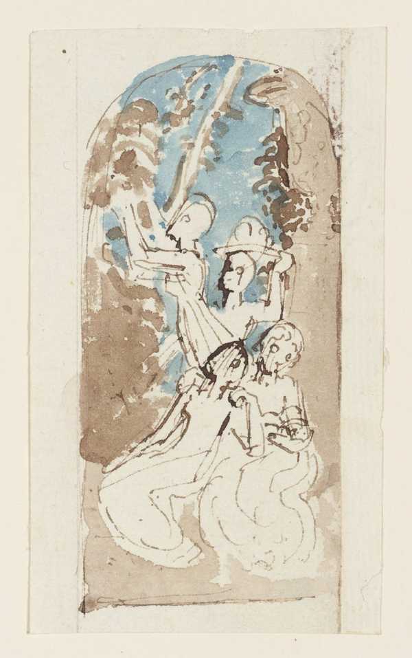 A Sacrifice. Four Figures. Design with an Arched Top