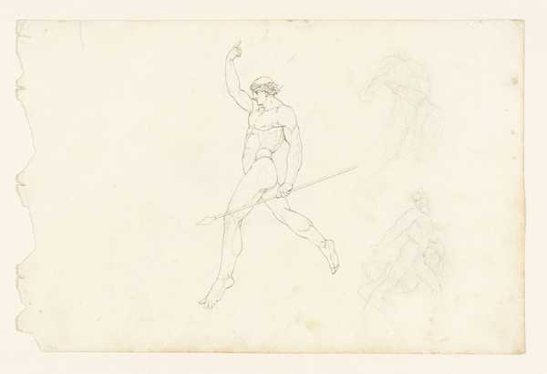 Enoch. Verso: Study of a Wrestler, Design for a Madonna; Profile of a Young Man