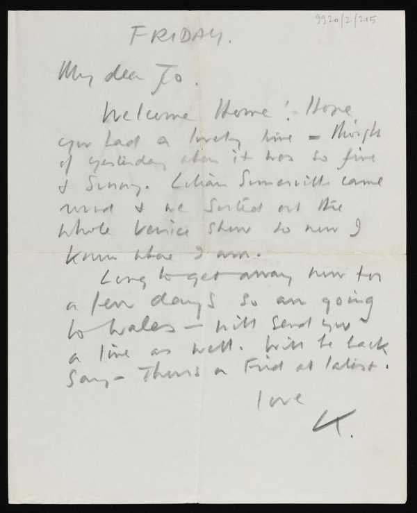 Letter from Kenneth Armitage to Joan Moore‘, Kenneth Armitage ...