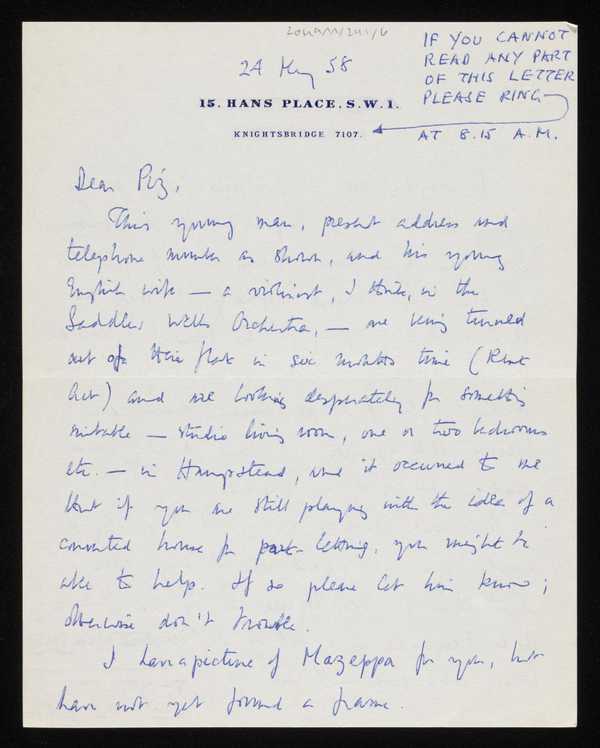 Letter from Godfrey Samuel‘, Godfrey Samuel, recipient: Marie-Louise ...