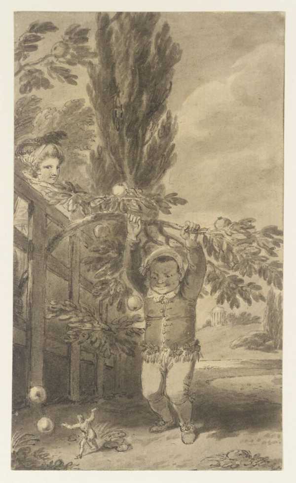 The Brobdignagian Dwarf Attempting to Kill Gulliver with Apples