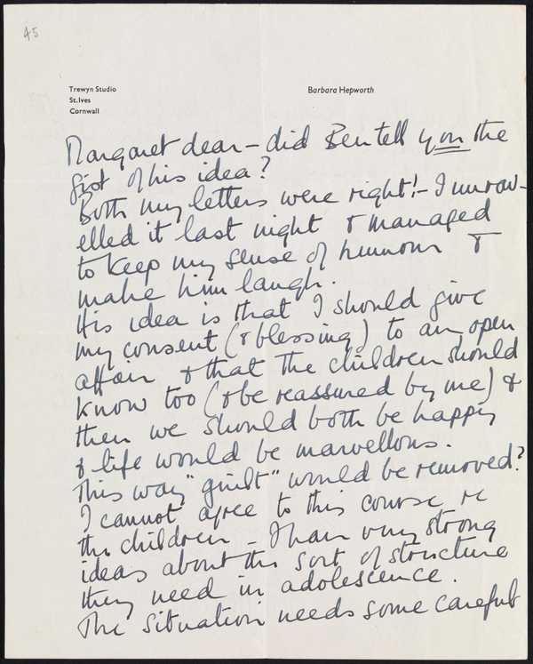 Letter sent by Barbara Hepworth to Margaret Gardiner‘, Dame Barbara ...