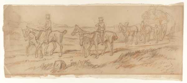 Riders on Lean Mounts, Followed by a Haywain. Verso: Sketch