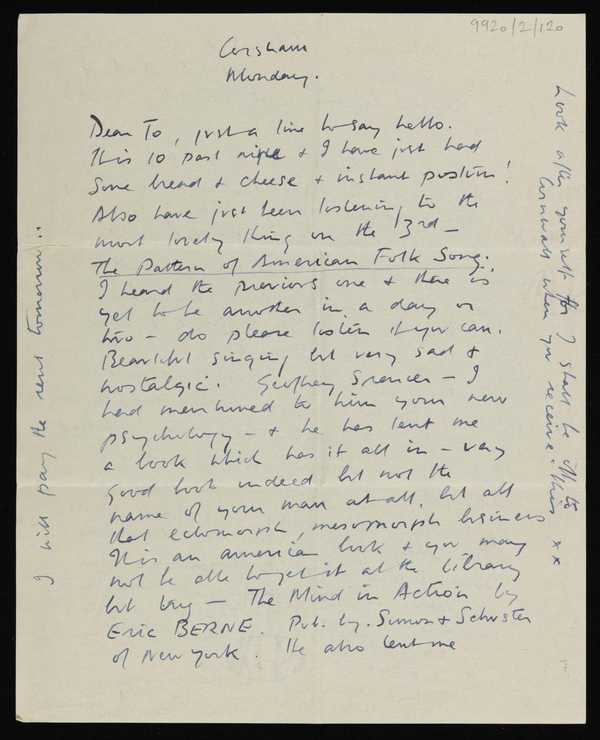 Letter from Kenneth Armitage to Joan Moore, addressed Corsham‘, Kenneth ...